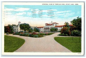 1934 General View Of Templar Park Trees Spirit Lake Iowa IA Posted Postcard
