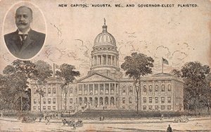 Governor-Elect Plaisted and New Capitol, Augusta, Maine, Early Postcard