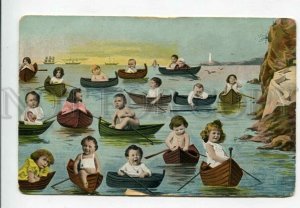 428676 Crying MULTIPLE BABIES in Boats SHIP Vintage COLLAGE PC