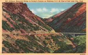 Postcard 1949 Stillman Memorial Bridge Parley's Canyon H.way East Salt Lake City