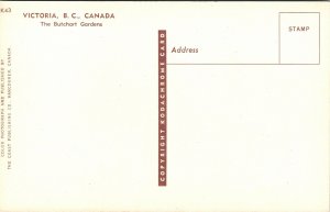 Butchart Gardens Victoria BC Canada Postcard VTG UNP Kodachrome Vintage Unused 