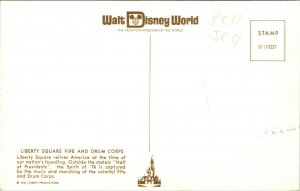 Vtg Chrome Postcard Walt Disney World 1970s Liberty Square Drum Corps Unused UNP