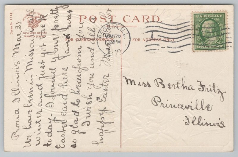 EasterAngel In Silver CircleGossamer GownLiliesRibbonEmbossedIAPC1910 PC