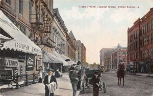 Cedar Rapids Iowa Third Street Coke Sign Looking South Postcard AA74684