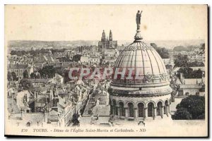 Postcard Old Tours Dome of the Church of Saint Martin and Cathedral