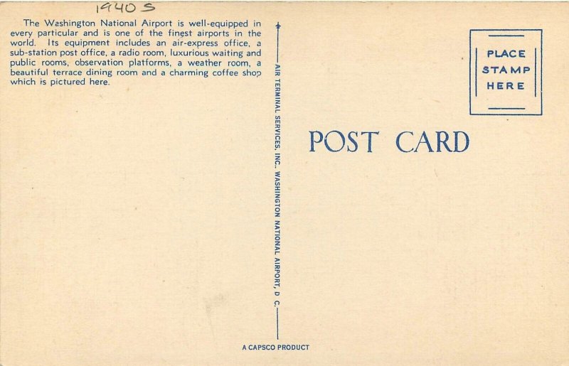 Postcard Washington DC Coffee National Airport occupation 23-6228 