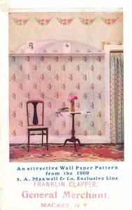 Wall Paper, Franklin Clapper Advertising Writing on back big crease