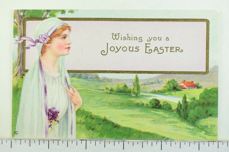 Circa 1910 Easter Lovely Lady Field Embossed Vintage Postcard P54