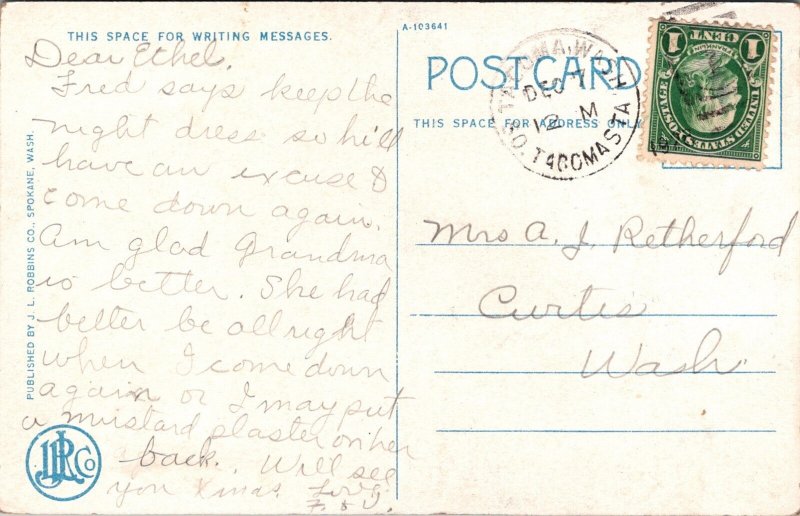 Antique Postcard A Washington Cedar Stump Spokane Washington T3