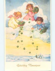 Pre-Chrome foreign New Year CUTE ANGEL SCATTER SHAMROCKS FROM THE SKY HL9889-22