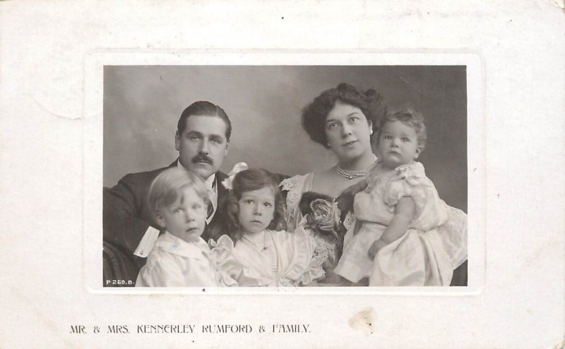 Famous people postcard Mr. & Mrs Kennerley Rumford & family