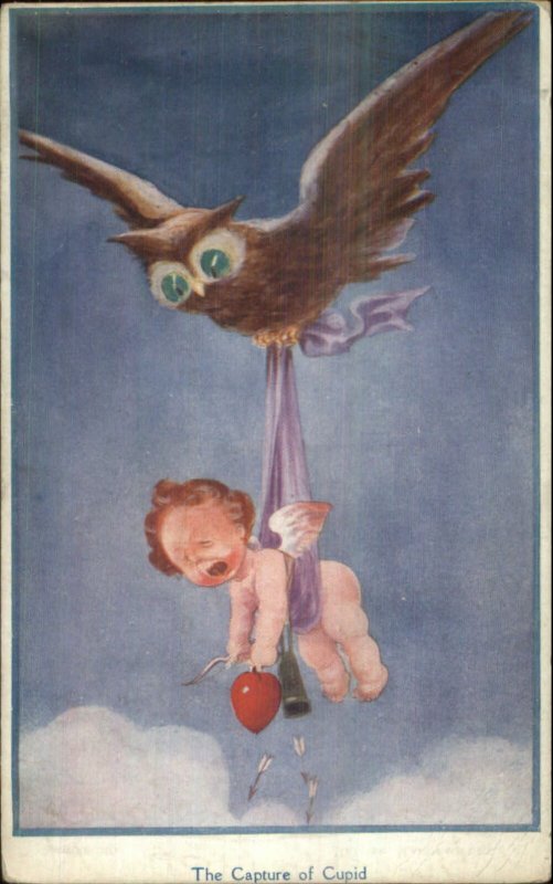 Fantasy - Owl Catches Cupid c1910 Postcard