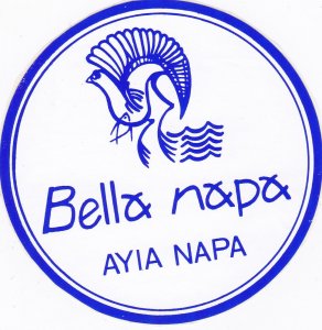 Cyprus Ayia Napa Bella Napa Hotel Vintage Luggage Label sk3044