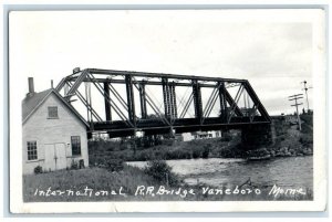 1944 International Railroad Train Bridge View Vaneboro ME RPPC Photo Postcard