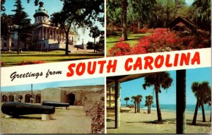 US SOUTH CAROLINA FOUR VIEWS CHROME 1972 DEXTER PRESS POSTCARD 