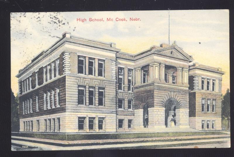 MCCOOK NEBRASKA HIGH SCHOOL BUILDING ANTIQUE VINTAGE POSTCARD