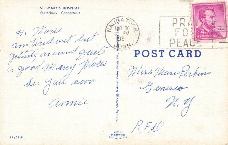 Postcard St Mary's Hospital Waterbury Connecticut