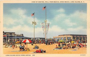 H99/ Jones Beach Long Island New York Postcard Linen Central Mall Crowd 222