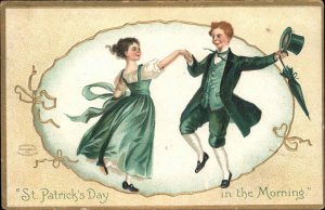 ST PATRICK'S DAY Irish Couple Dancing c1910 Postcard