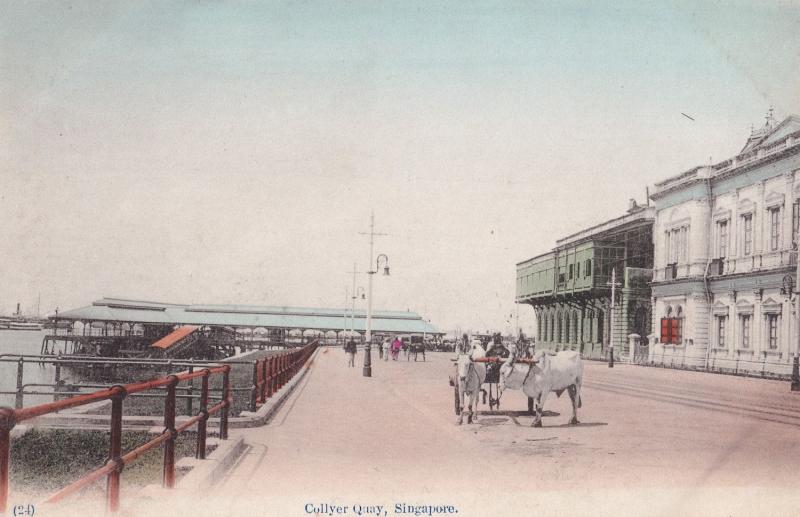 Collyer Quay Singapore Antique Postcard