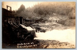 RPPC  State Dam at Indian Lake   New York  Real Photo  Postcard  1923