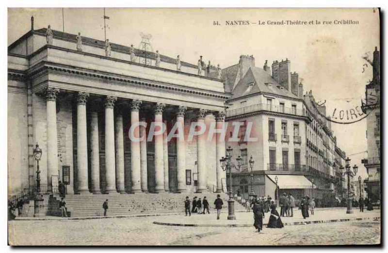 Old Postcard The Grand Theater and the street Crebillon Nantes