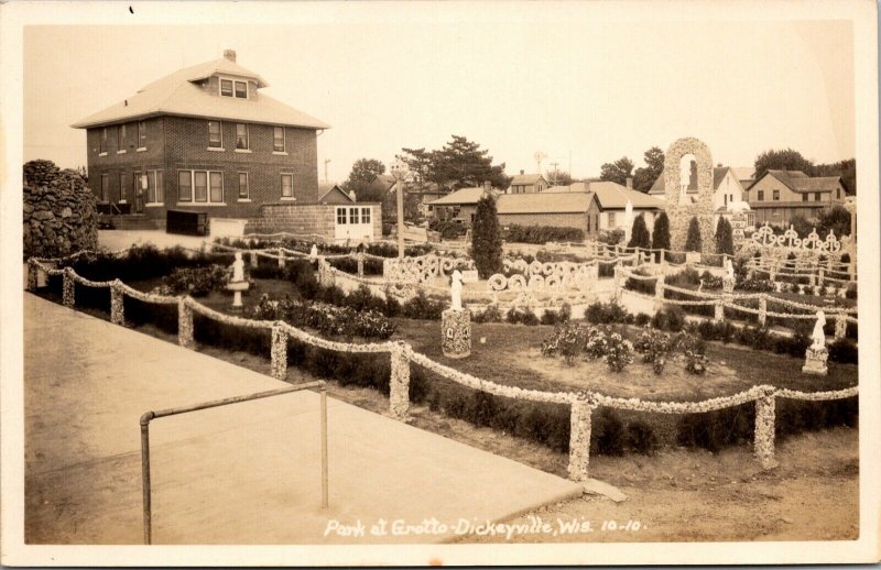 Real Photo Postcard Park at Grotto in Dickeyville, Wisconsin~134742