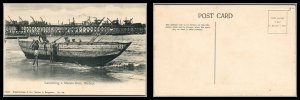 British India Antique Vintage Post Card Launching a Masula Boat Madras Unused