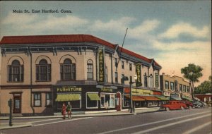 East Hartford Connecticut CT Main Steet Furniture Store Linen Vintage Postcard