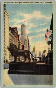 1948 Art Institute Michigan Avenue & Adams St. Chicago Illinois Posted Postcard