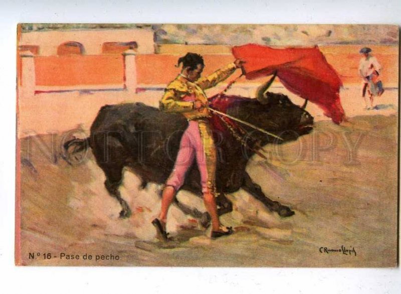 187562 SPAIN CORRIDA Matador BULL Pase pecho by LLOPIS old #16