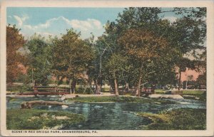 Postcard Scene Red Bridge Park Chambersburg PA