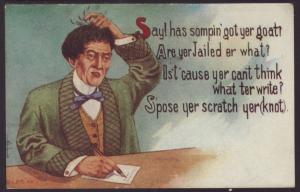 Man Writing Letter,Comic Postcard