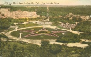 Texas San Antonio Lone Star Floral Bed Brackenridge Park Menger Postcard 22-1381