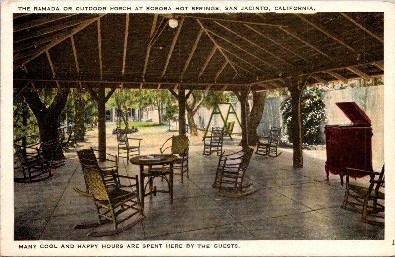 Postcard The Ramada Outdoor Porch Soboba Hot Springs in San Jacinto, California