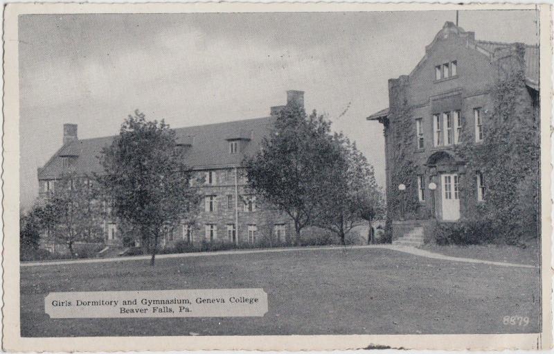 1941 BEAVER FALLS Pennsylvania Pa Postcard Girls Dorm GENEVA COLLEGE Gym 