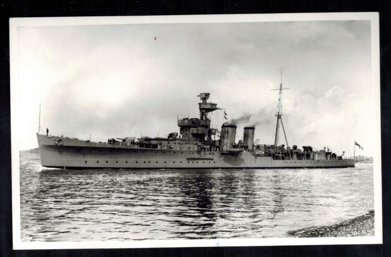 1939 Mint RPPC Postcard Warship British England Navy HMS Cruiser Cairo