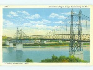 Unused Linen BRIDGE SCENE Parkersburg West Virginia WV HQ9761