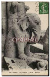 4 Paris - Notre Dame - Chimere Old Postcard Elephant