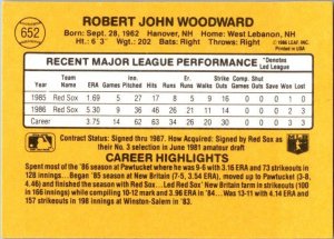 1987 Donruss Baseball Rob Woodward Boston Red Sox sk20287