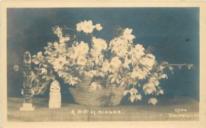 Alaska Fairbanks C-1910 Cann Basket of Flowers RPPC Photo Postcard 22-4163