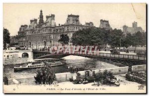 Paris Postcard Old Bridge d & # & # 39Arcole and 39hotel city (flower market)