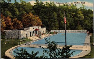 Postcard NY Oneonta Swimming Pool in Wilbur Park