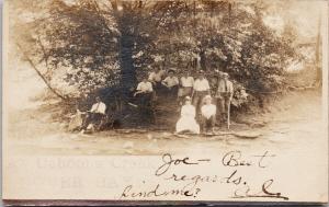 Portrait of People at Caboons Creek Dover Bay OH or ID ?? c1906 RPPC Postcard F8 