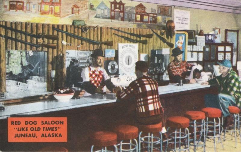 Red Dog Saloon Juneau Alaska AK Like Old Times Bartenders Pub Postcard D23