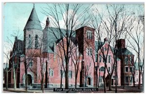 1910 First Baptist Church Exterior Elmira New York NY Vintage Antique Postcard 