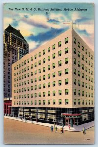 Mobile Alabama AL Postcard New G.M.O. Railroad Building Exterior c1943 Vintage