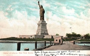 Vintage Postcard 1908 Statue Of Liberty National Monument New York Harbor NY