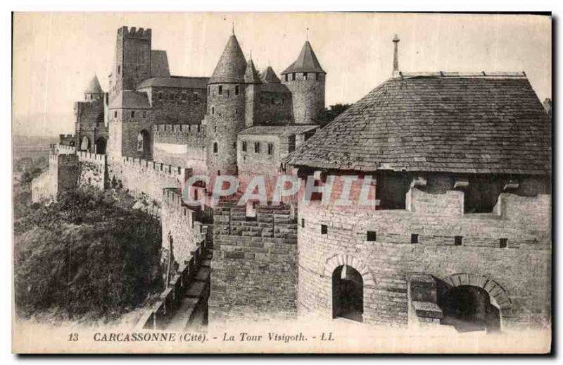 Postcard Old Carcassonne cites Tour Visigoth