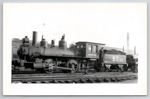 RPPC B&M Boston And Maine Locomotive 97 Railroad Train Real Photo Postcard W28